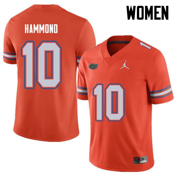 Women's NCAA Florida Gators Josh Hammond #10 Stitched Authentic Jordan Brand Orange College Football Jersey TIU4065YX